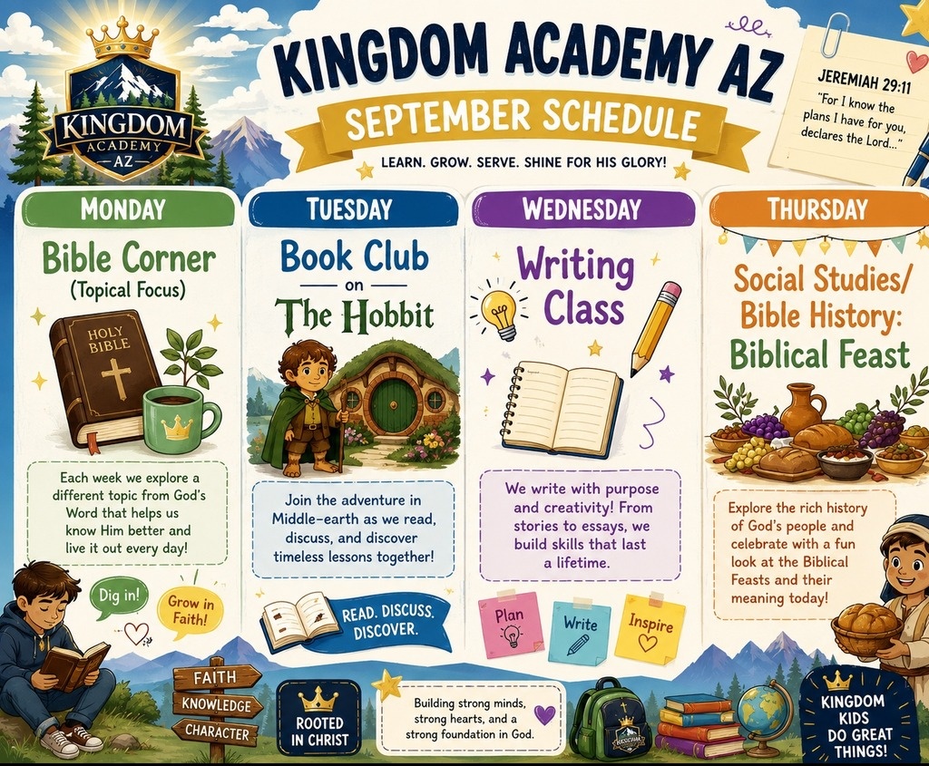 Kingdom Academy current monthly schedule
